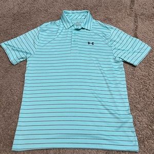 Light Blue with Grey Stripes - Under Armour Golf Polo - Medium